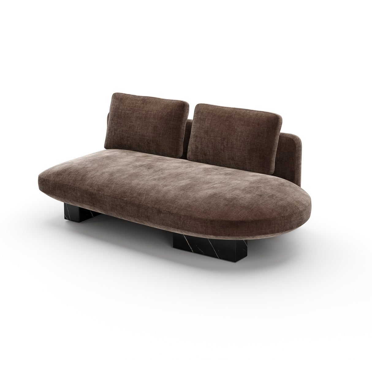 Taupe Velvet Left Bumper Sofa | Caracole Overlap