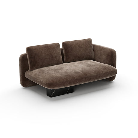 Taupe Velvet Right Loveseat | Caracole Overlap