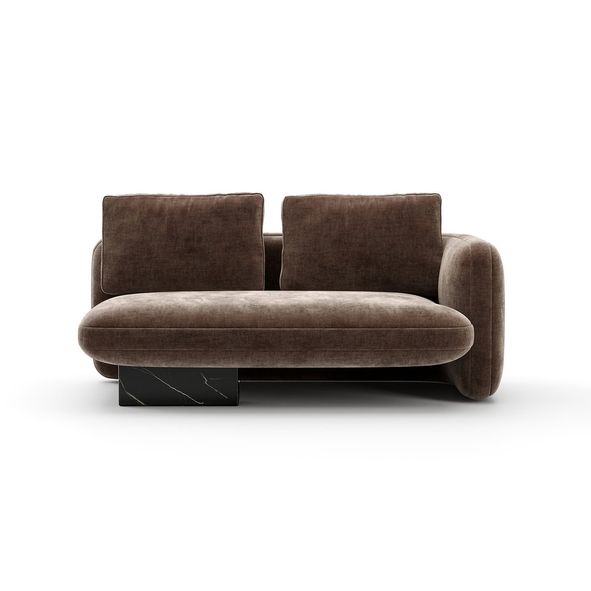 Taupe Velvet Right Bumper Sofa | Caracole Overlap
