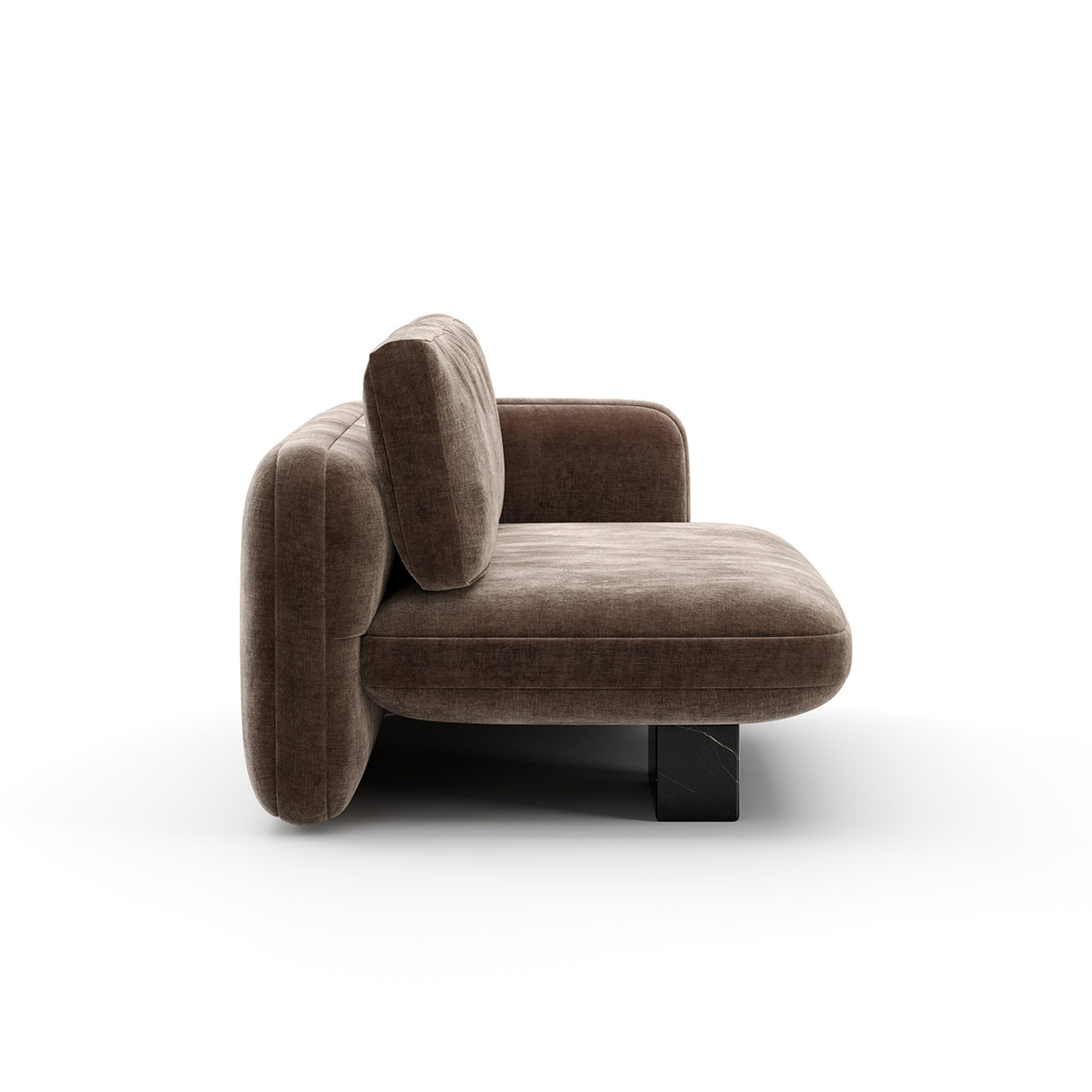Taupe Velvet Right Bumper Sofa | Caracole Overlap
