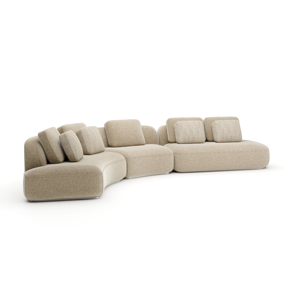 Oatmeal Three Piece Curved Sofa | Caracole Sasso